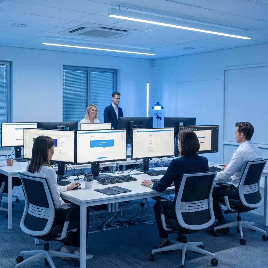 Modern office with transformed digital systems